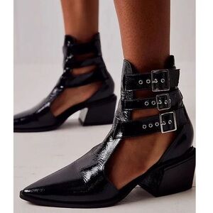 Free People Austyn Cutout Ankle Boots Size 39 Black Strappy Ankle Boots